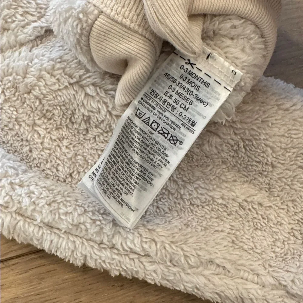 GAP Cream Fleece Baby Jumpsuit with Dark Trim
